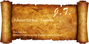 Jávorszky Tamás névjegykártya